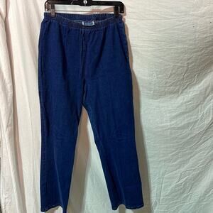 NorthCrest L 14/16 blue denim stretch jeans bootleg elastic waist euc